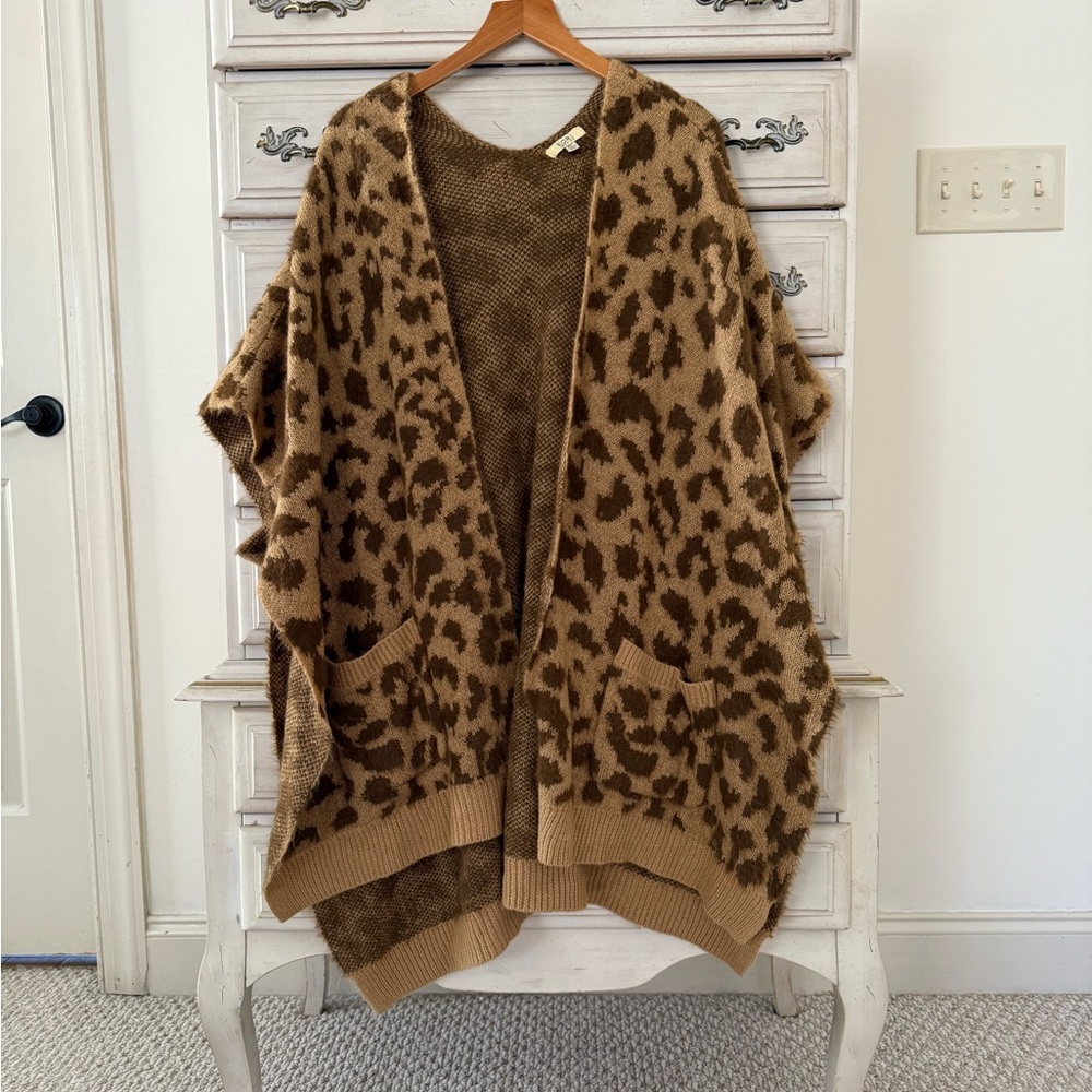 Vici Leopard Pocketed Wrap Cardigan